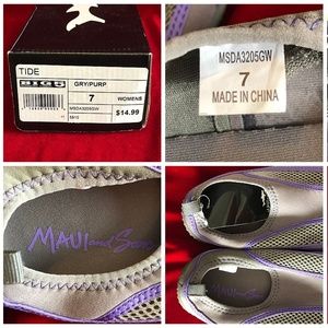 Womens 7 Gray Purple Contrast Swim Water Shoe NWT